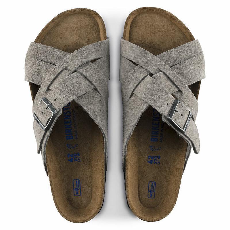 Birkenstock Lugano Soft Footbed Ruskind Sandaler Dame Grå | DK 34TCE